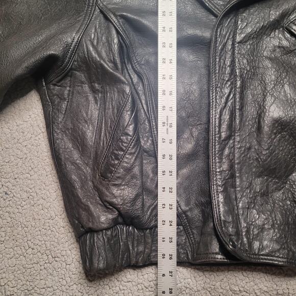 VTG Winlit Leather Jacket Large Black Motorcycle Biker Asymmetrical Bomber 90s - Picture 10 of 12
